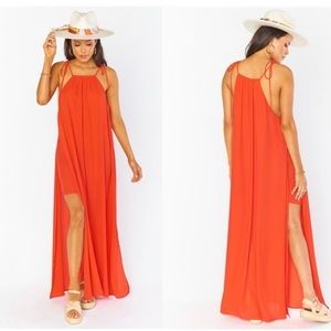 NWT SHOW ME YOUR MUMU Rochester Papaya Chiffon  Maxi Dress